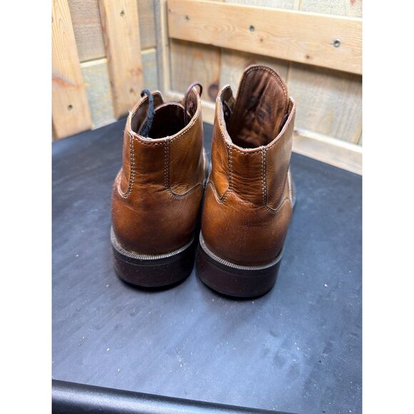 Mens Tan Tansmith Leather Ankle Boots Size 8 Stitch Detailing Lace-Up main image 8